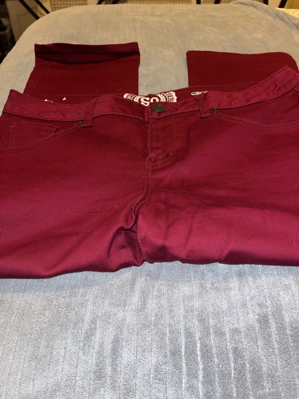 SO Juniors Burgundy Skinny Cropped